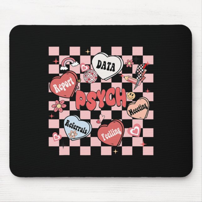 Mousepad Retro Groovy School Psicologista Dia de os namorad (Frente)