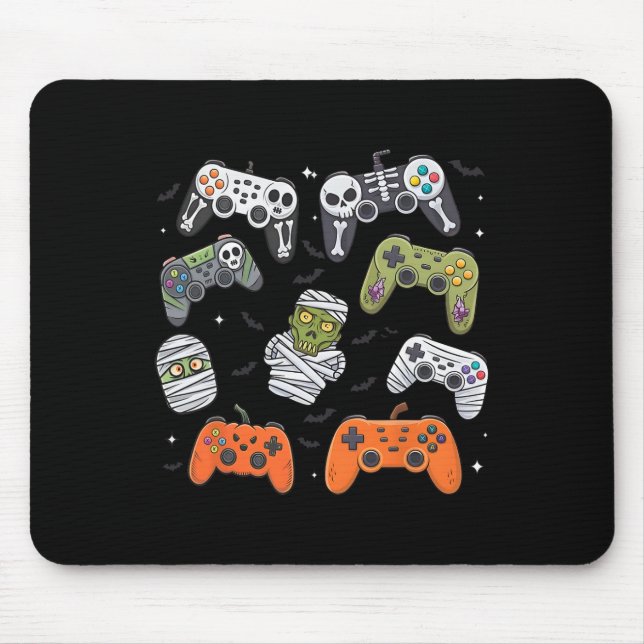 Mousepad Retro Halloween Gaming Controller Skeleton Game Ha (Frente)