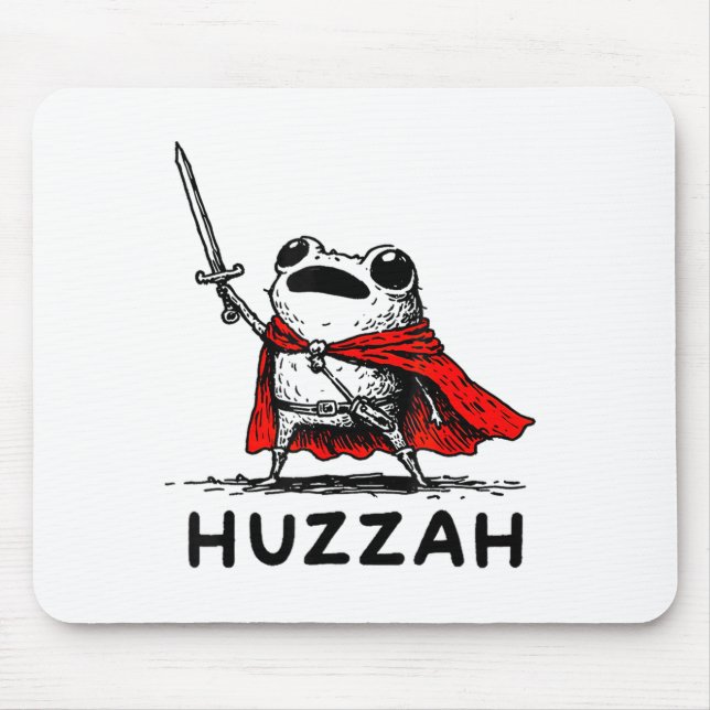 Mousepad Retro Huzzah Frog Knight Funny Sword Meme Quote  (Frente)