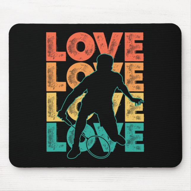 Mousepad Retro I Love Badminton Theme Graphic Design (Frente)