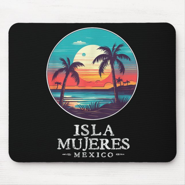Mousepad Retro Isla Mujeres Mexico Beach Sunset Souvenir Me (Frente)