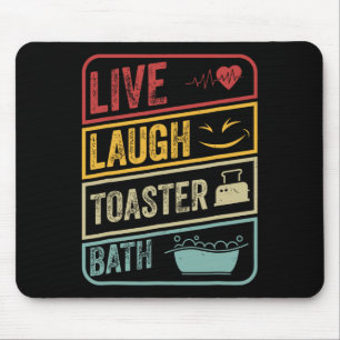 Mousepad Retro Live Laugh Toaster Bath Skeleton Funny Hallo