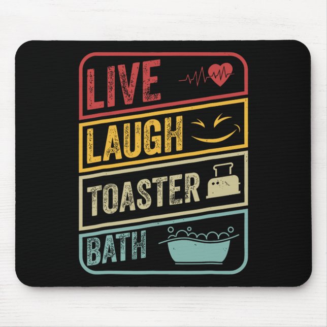 Mousepad Retro Live Laugh Toaster Bath Skeleton Funny Hallo (Frente)