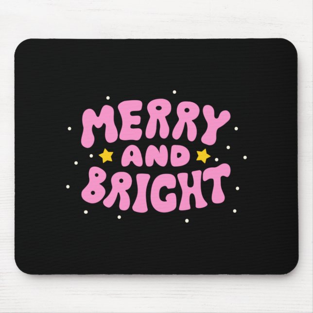 Mousepad Retro Merry And Bright Holiday Design  (Frente)