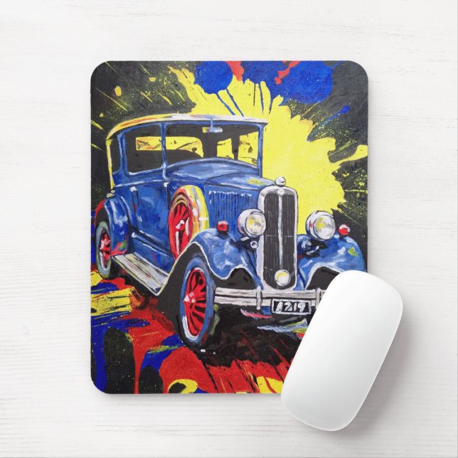 Mousepad retro, móvel, automóvel, vintage, (Com mouse)