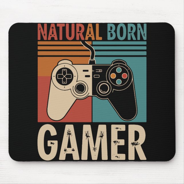 Mousepad Retro Natural Born Gamer Funny (Frente)