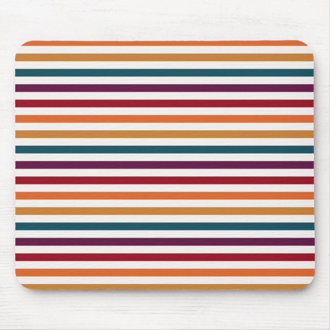 Mousepad Retro Outono Listras Horizontais Multicoloridas (Frente)