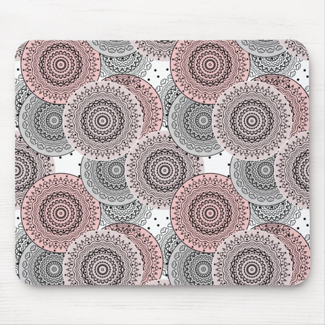 Mousepad Retro, padrão retrô, azul e rosa, elegante (Frente)