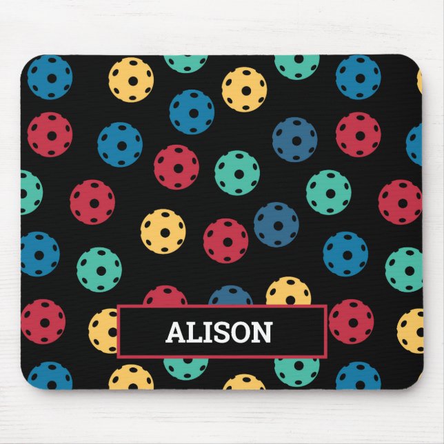 Mousepad 😍 Retro Picklebolas / preto com nome (Frente)