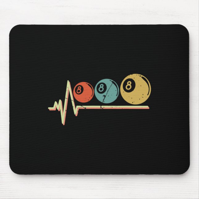 Mousepad Retro Piscina Player Gift Billiard Ll Heartbeat (Frente)