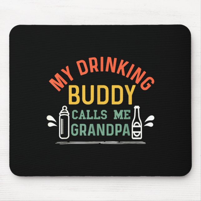 Mousepad Retro Pregnancy Announcement Grandpa My Drinking B (Frente)
