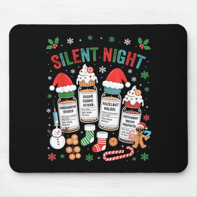 Mousepad Retro Profol Silent Night Icu Nurses Funny Merry C (Frente)