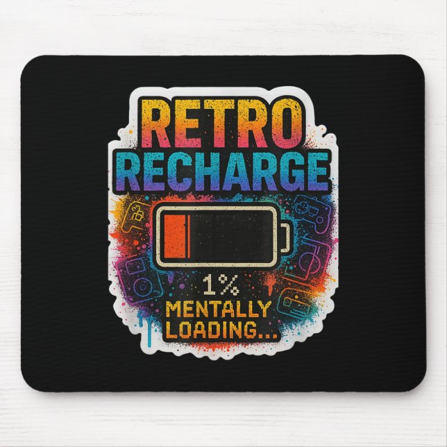 Mousepad “Retro Recarga – Carregando Mentalmente…” (Frente)