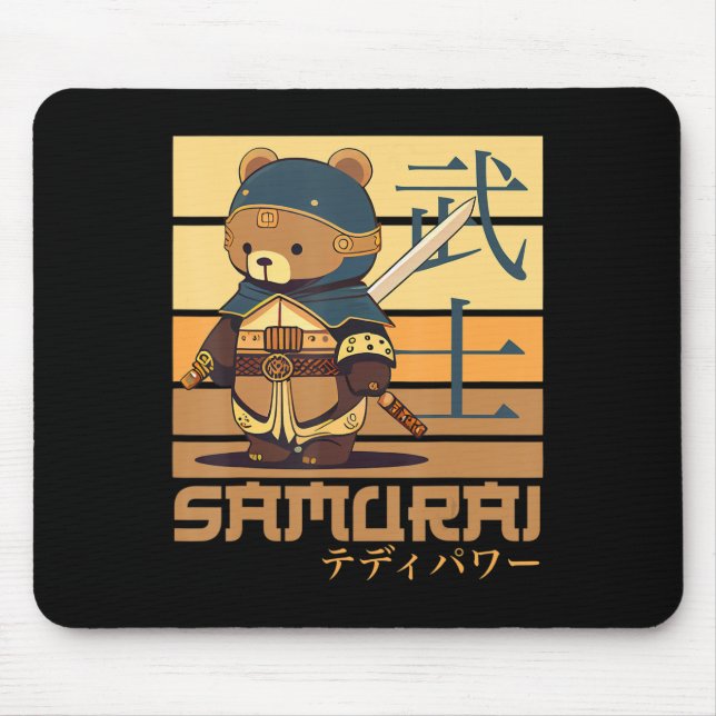 Mousepad Retro Samurai Teddy Arte Japonês Perfeito para Ani (Frente)