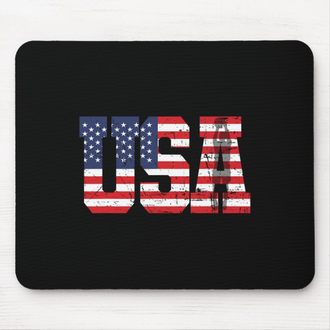 Mousepad Retro Sketll Player Silhouette American Flag Usa  (Frente)
