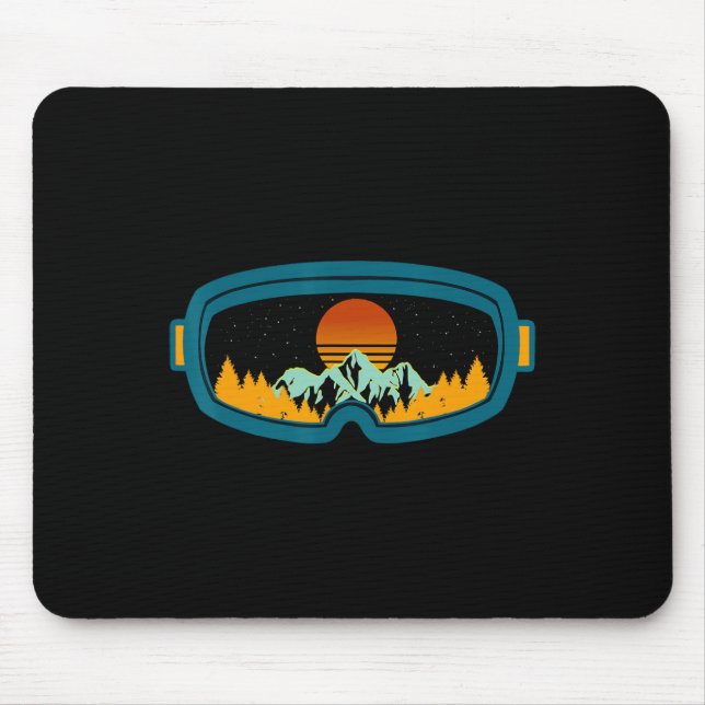 Mousepad Retro Ski Goggles Esqui Snowboard Mar de inverno (Frente)