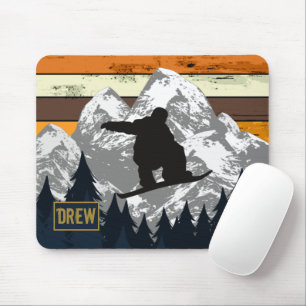 Mousepad Retro Snowboard Skiing Mountain Ski Nome das Esfer