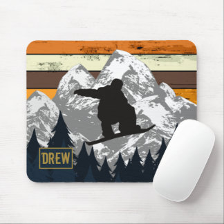 Mousepad Retro Snowboard Skiing Mountain Ski Nome das Esfer