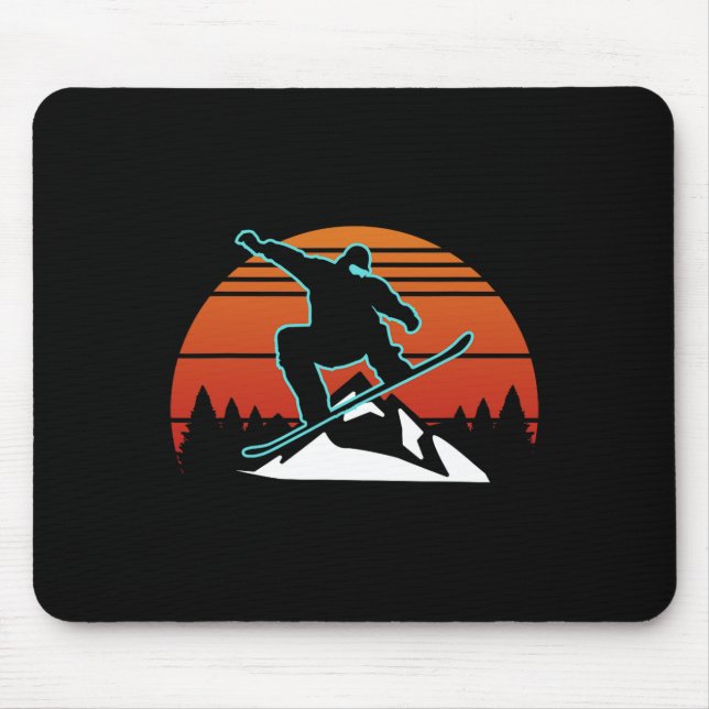 Mousepad Retro Snowboard Snowboarder Oferece Esportes De In (Frente)