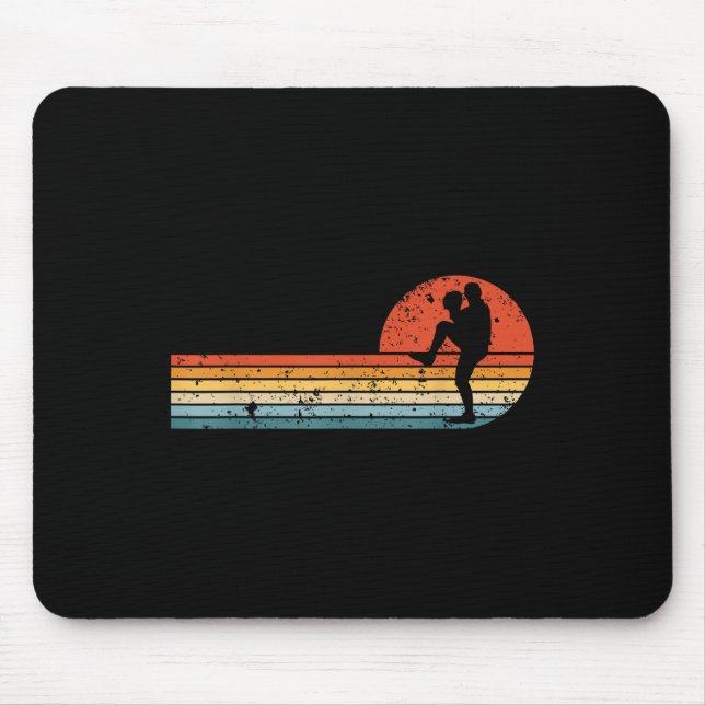 Mousepad Retro Sunset Baseball Pitcher Vintage Baseball Pla (Frente)