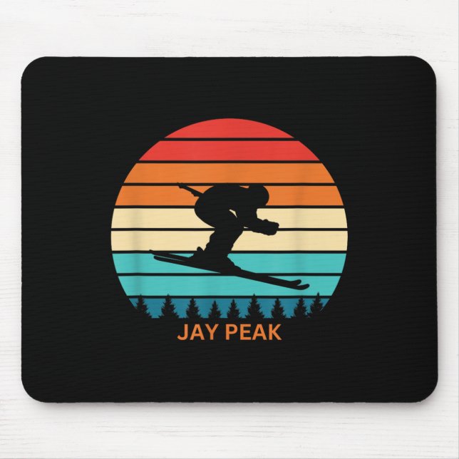 Mousepad Retro Sunset Jay Peak Vermont Skiier (Frente)