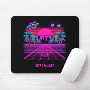 Mousepad Retro Synthwave Vaporwave Neon Grid Paisagem dos A
