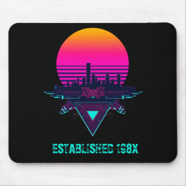 Mousepad Retro Tapete de Mesa Neon Cidade Synthwave dos Ano