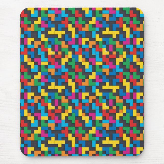 Mousepad Retro Tetris Blocks Seamless Pattern (Frente)