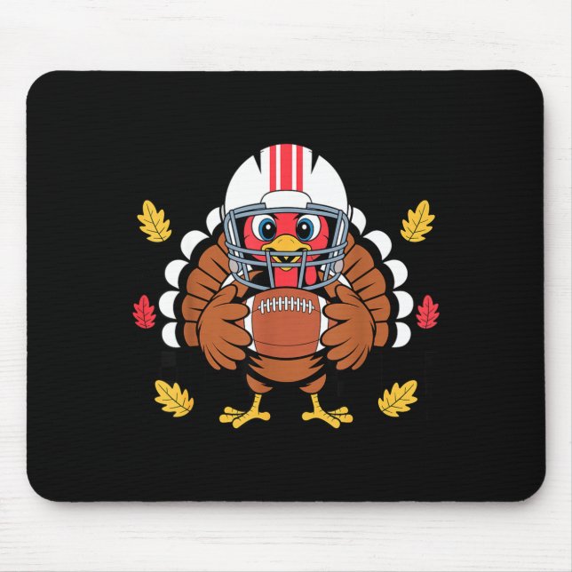 Mousepad Retro Thanksgiving Turkey Football Toddler Boys Ki (Frente)