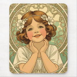 Mousepad retro vintage child with flowers