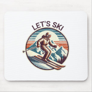 Mousepad Retro Vintage Vamos Ski Resort Winter Skiing
