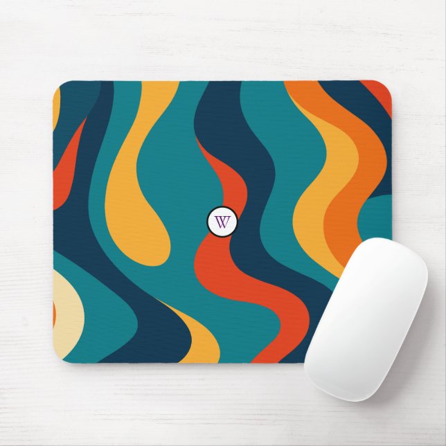 Mousepad Retro Wavy Pattern Modern Abstract  (Com mouse)