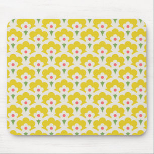 Mousepad Retro Yellow Flower Garden Pattern