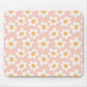 Mousepad Retrorna margaridas no piscar em fundo rosa