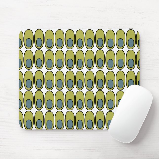 Mousepad Revogação de ovelhas verdes e ovais de Cinza (Com mouse)