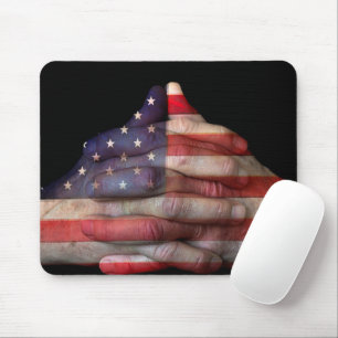 Mousepad Rezando Mãos Com Bandeira Americana