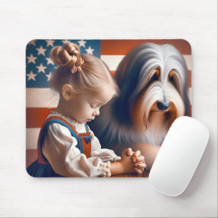 Mousepad Rezando Uma Americana Com Cachorro