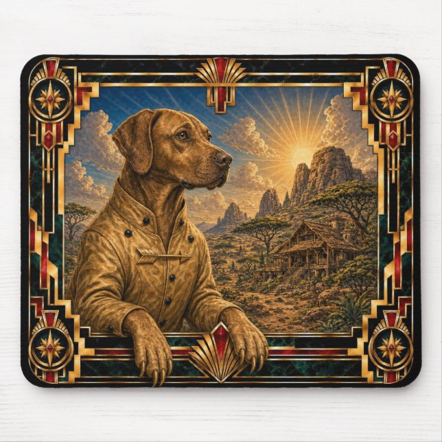 Mousepad Rhodesian Ridgeback, Cão Art Déco (Frente)