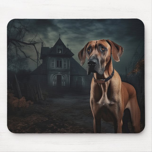 Mousepad Rhodesian Ridgeback Halloween Assustador (Frente)