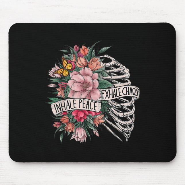 Mousepad Rib Cage Inalar Exalar Paz Caos Saúde Mental (Frente)