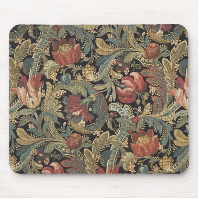 Mousepad Rica Tapeçaria Floral Brocado Vitoriano Antigo (Frente)