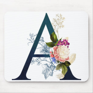 Mousepad Rico Floral Monograma - Letra A