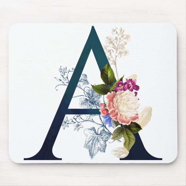 Mousepad Rico Floral Monograma - Letra A (Frente)