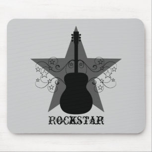 Mousepad Rico Guitar Star Swirls Mousepad, Preto