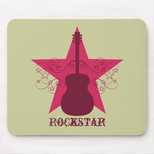 Mousepad Rico Guitarra - Cabeça de Mão, Magenta (Frente)