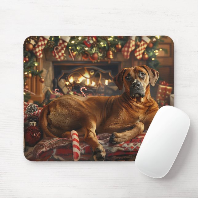 Mousepad Ridgeback Cão Natal Festivo (Com mouse)