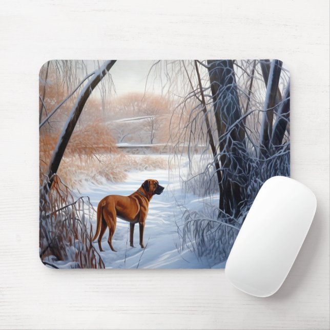 Mousepad Ridgeback da Rodésia Deixou nevar o Natal (Com mouse)
