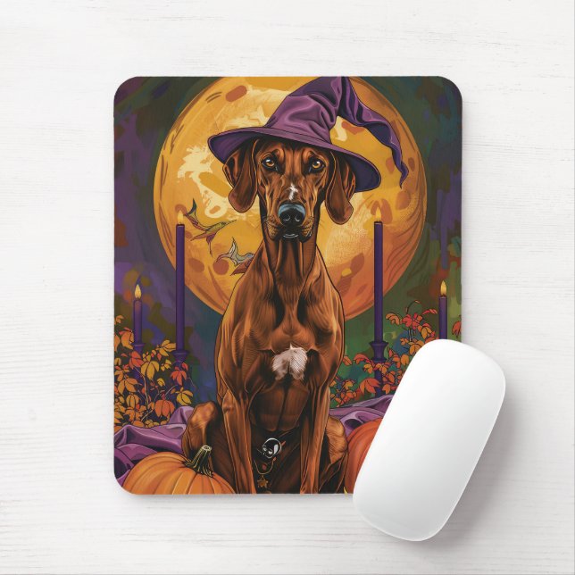 Mousepad Ridgeback Ridgeback Dog Halloween Bruxelles Pumpki (Com mouse)