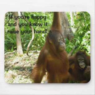 Mousepad Rima de berçário feliz animal do primata da selv