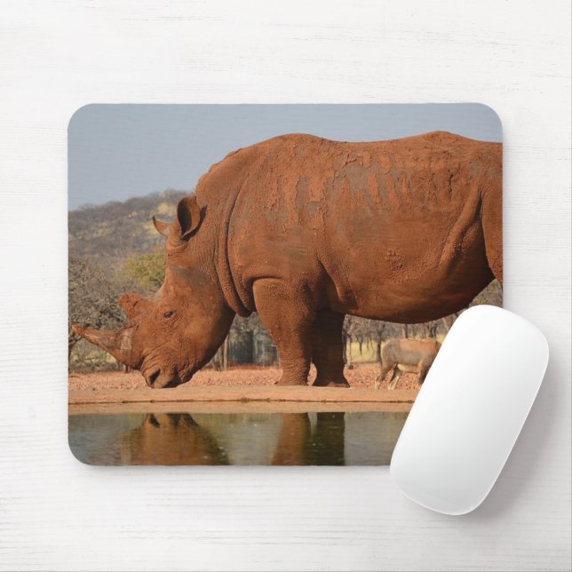 Mousepad Rino com lama na foto da pele (Com mouse)